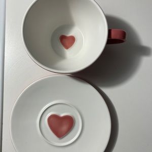 Starbucks 2005 Pink Heart Coffee/Tea Cup & Saucer